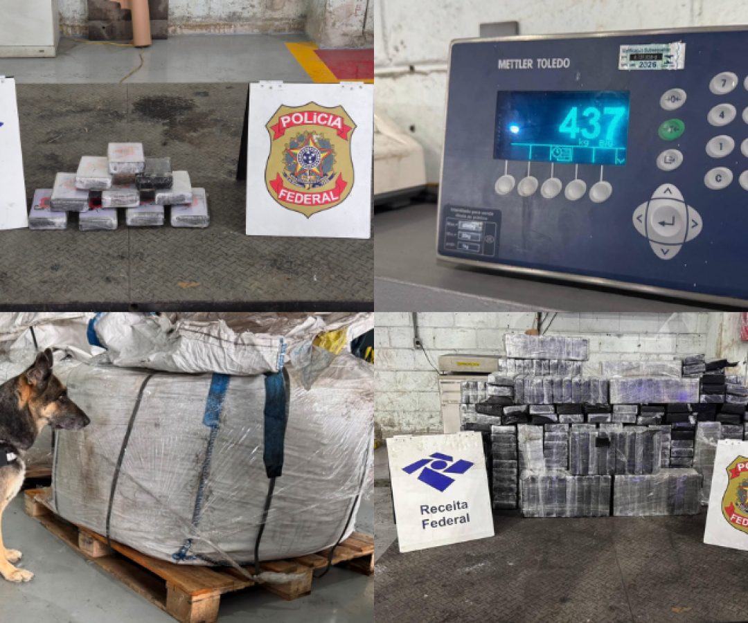 Receita Federal apreende 448 kg de cocaína em operações no Porto de Santos