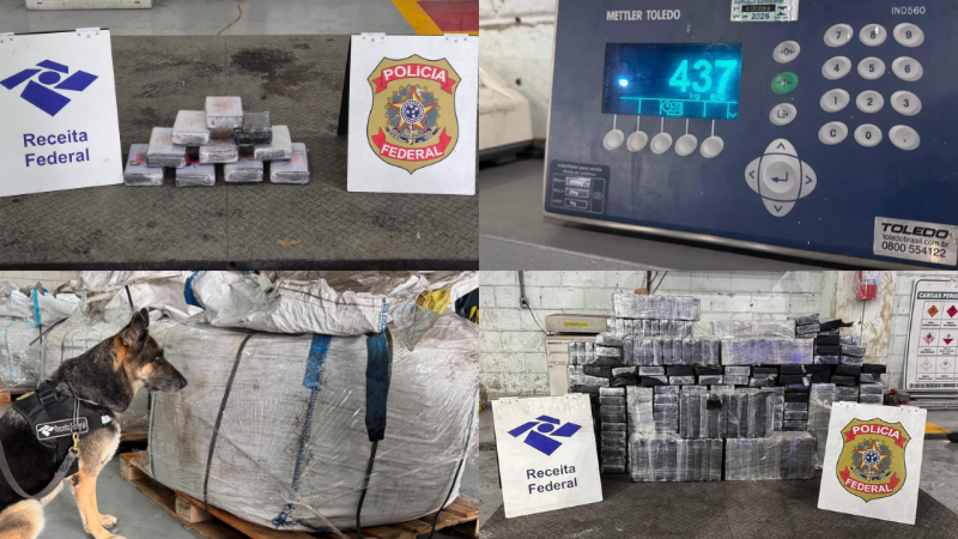 Receita Federal apreende 448 kg de cocaína em operações no Porto de Santos