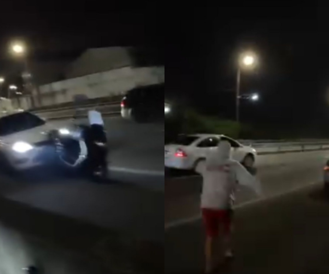 Motociclista é atingida por carro na Imigrantes e motorista foge após acidente