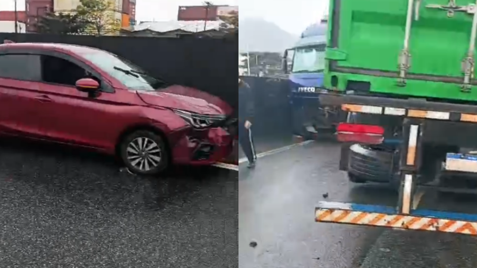 Colisão entre carreta e automóvel causa lentidão na SPA-248 em Guarujá