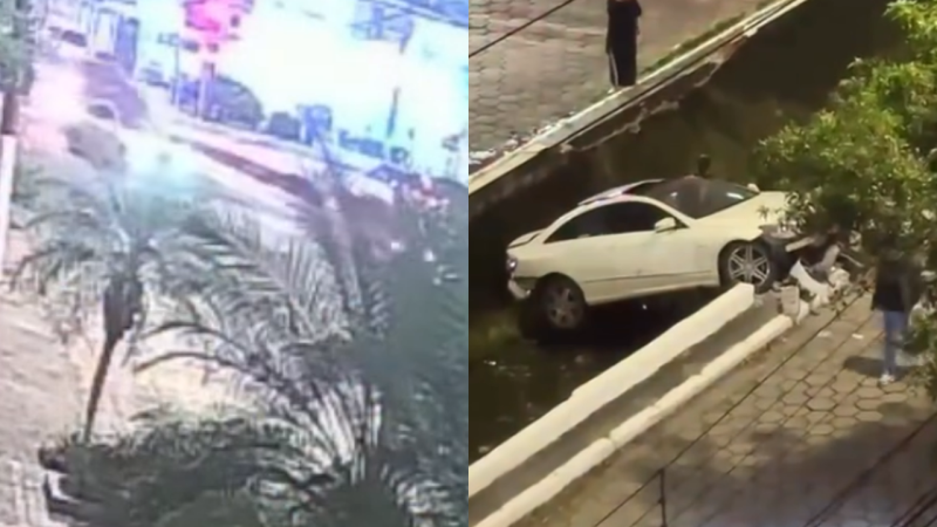 Carro cai em canal de avenida em Guarujá; causas do acidente ainda são desconhecidas