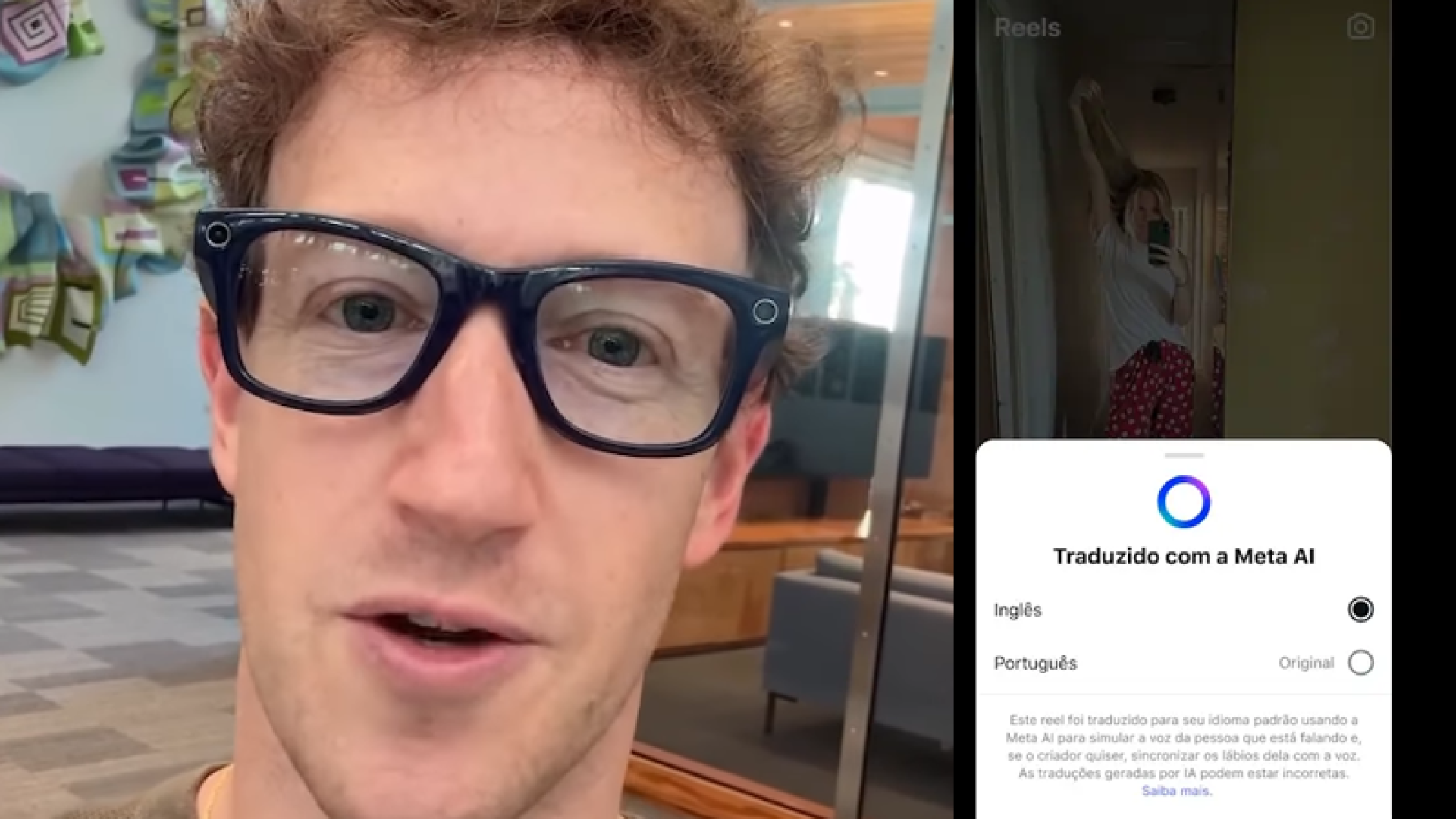 Mark Zuckerberg anunciou que os Reels do Instagram — e também do Facebook — passam a contar com dublagem automática gerada por IA.
