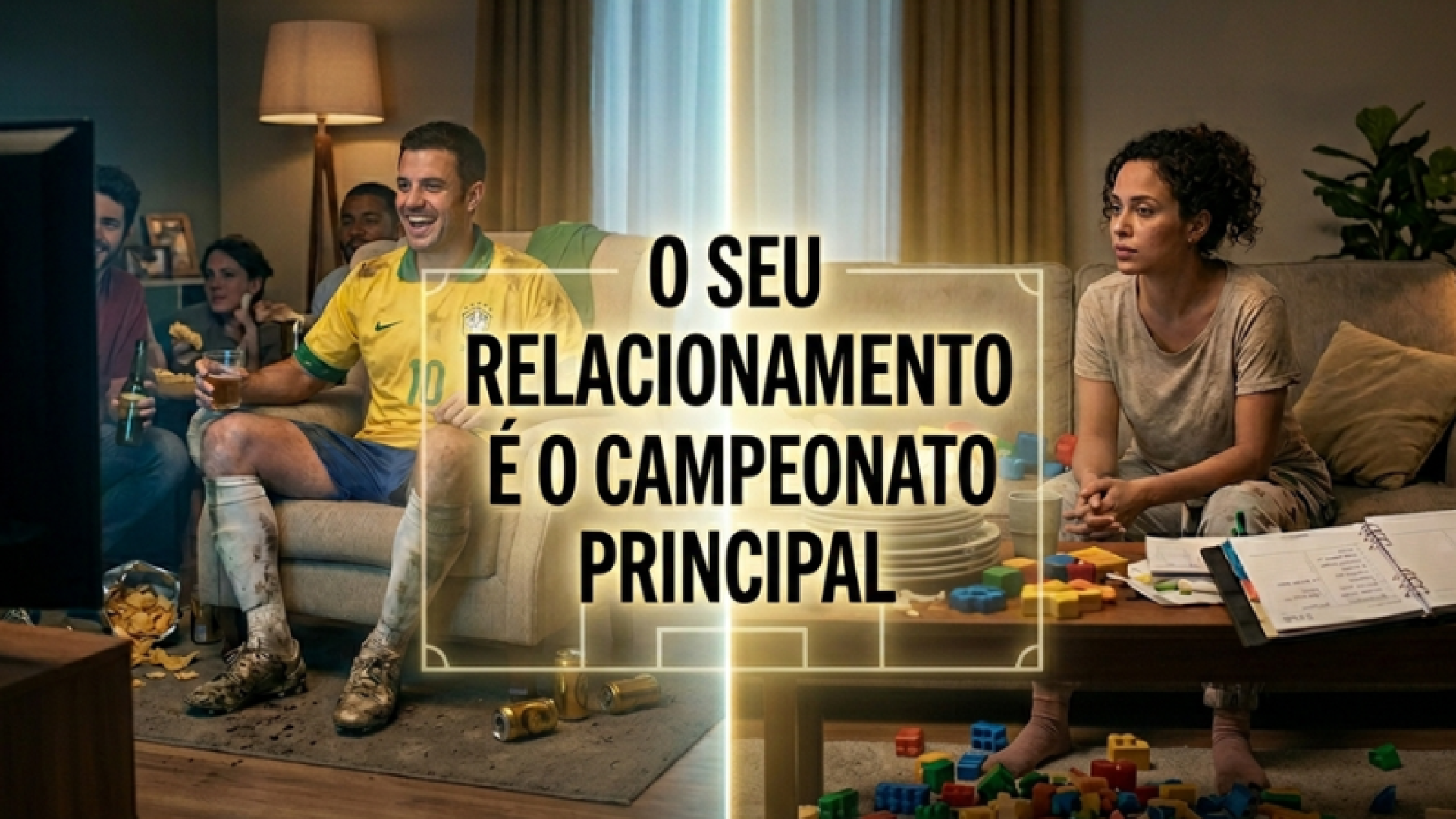 Futebol ou família? Imagem gerada por IA