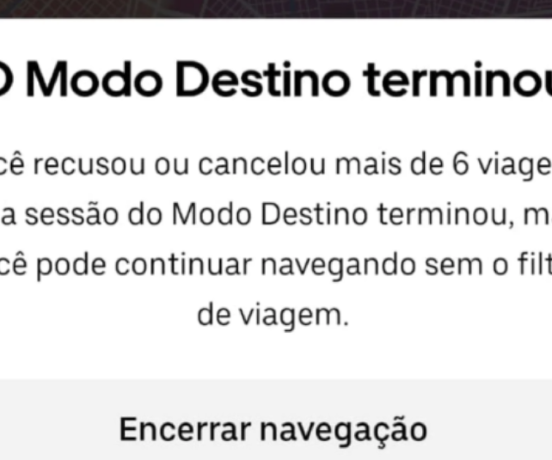 Uber é alvo de críticas após motoristas relatarem trava no modo destino por recusa de corridas