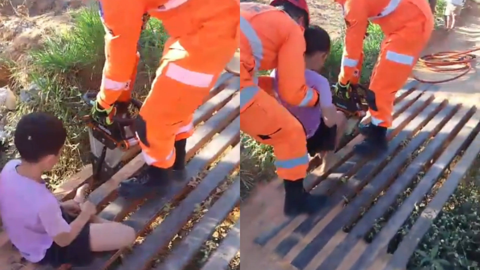 Criança prende perna em mata-burro e é resgatada por bombeiros em MG