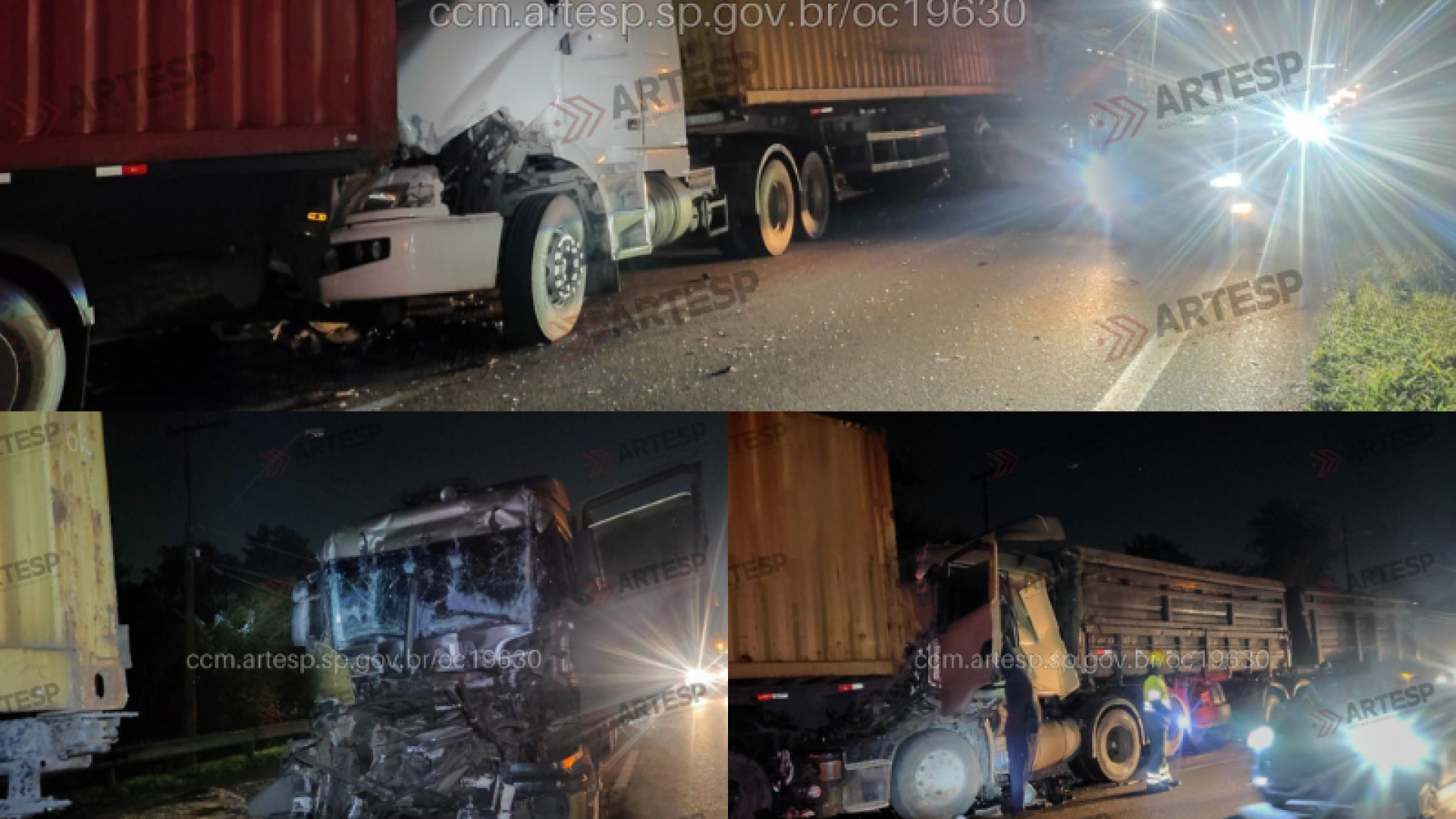 Caminhoneiro fica em estado grave após engavetamento com quatro carretas em Cubatão (SP)