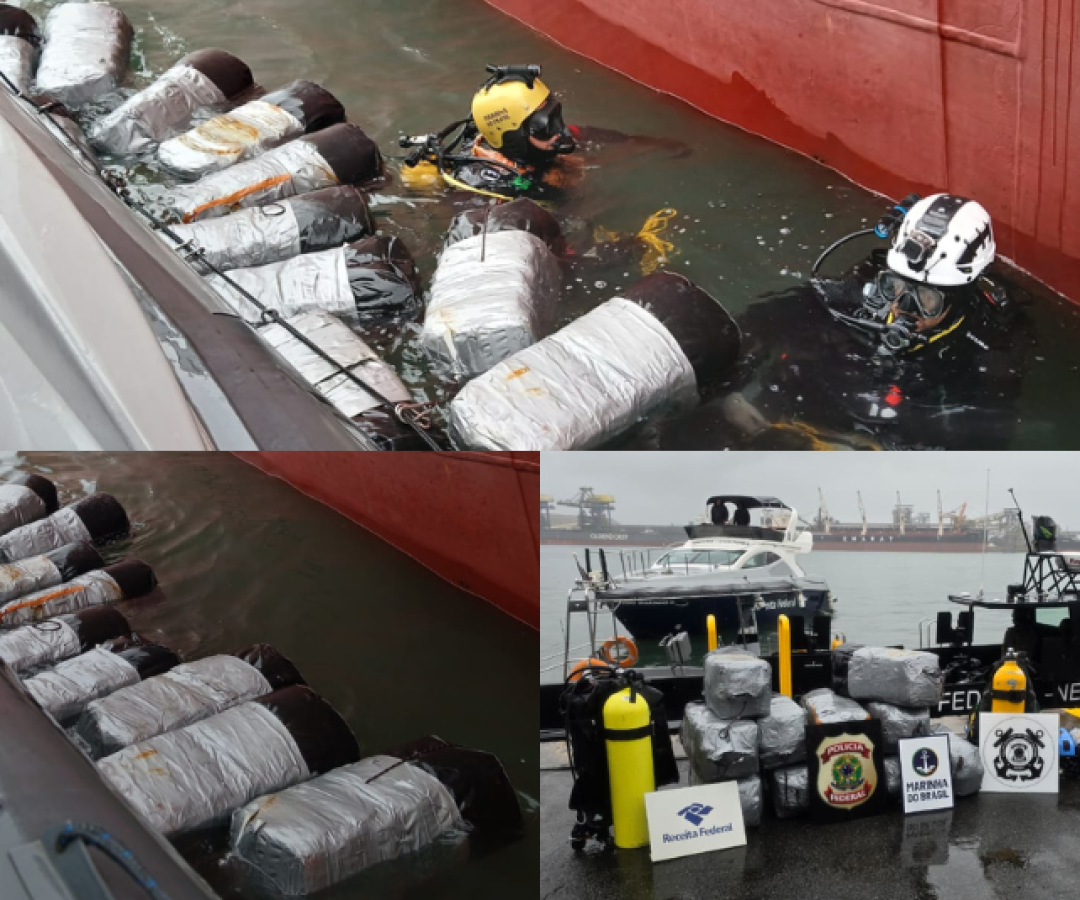341 kg de cocaína são apreendidos no casco de navio no Porto de Santos