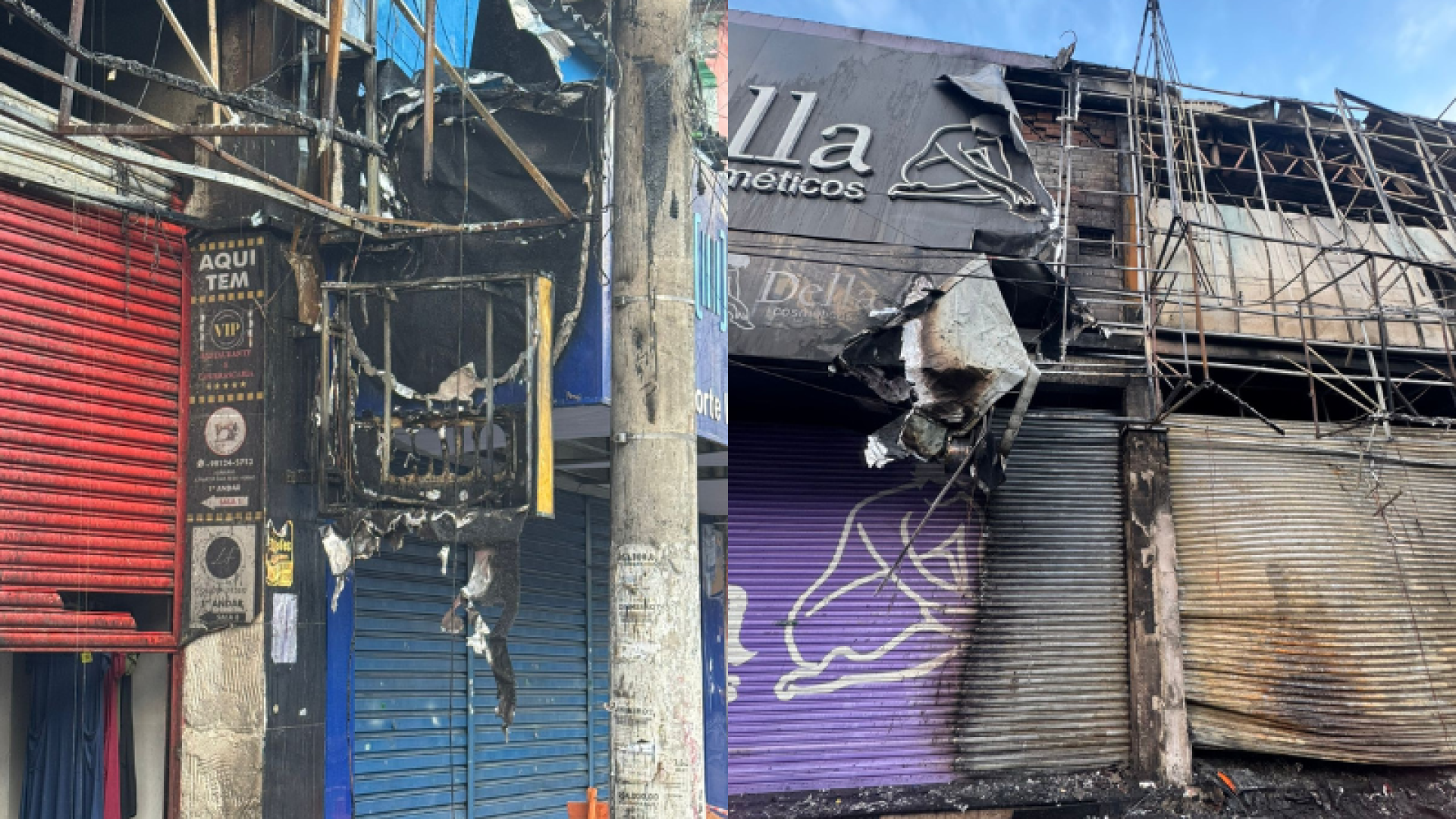 Incêndio atinge três lojas no Centro de São Vicente
