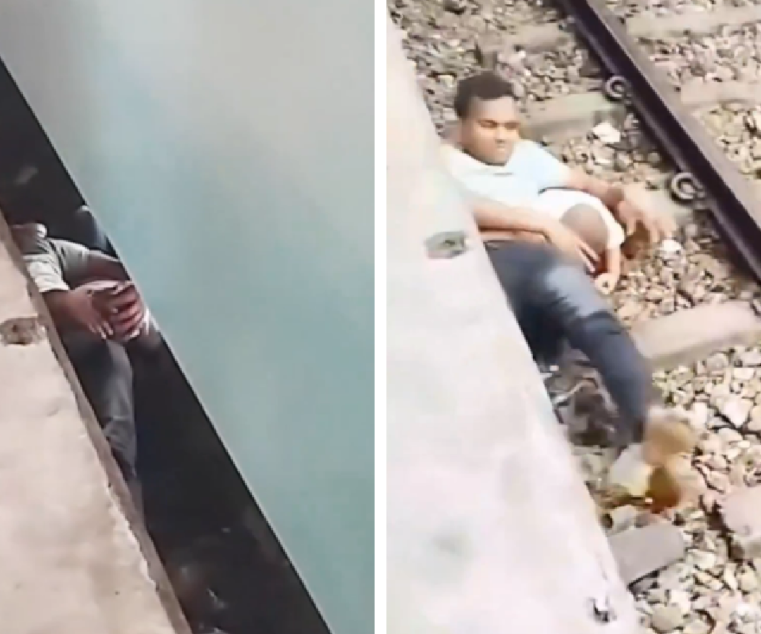 Pai se joga nos trilhos e salva filho durante passagem de trem em Bangladesh