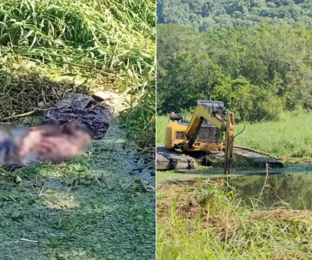 Uma ossada humana foi encontrada dentro de um canal em Mongaguá, no litoral de São Paulo, durante os serviços de limpeza no local.
