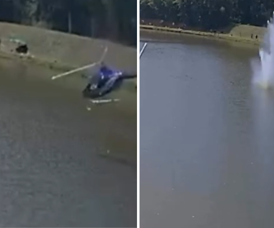 Um helicóptero modelo Cabri G2 caiu na tarde deste domingo (26) em um lago localizado em um pesqueiro na região da Estrada do Vinho...