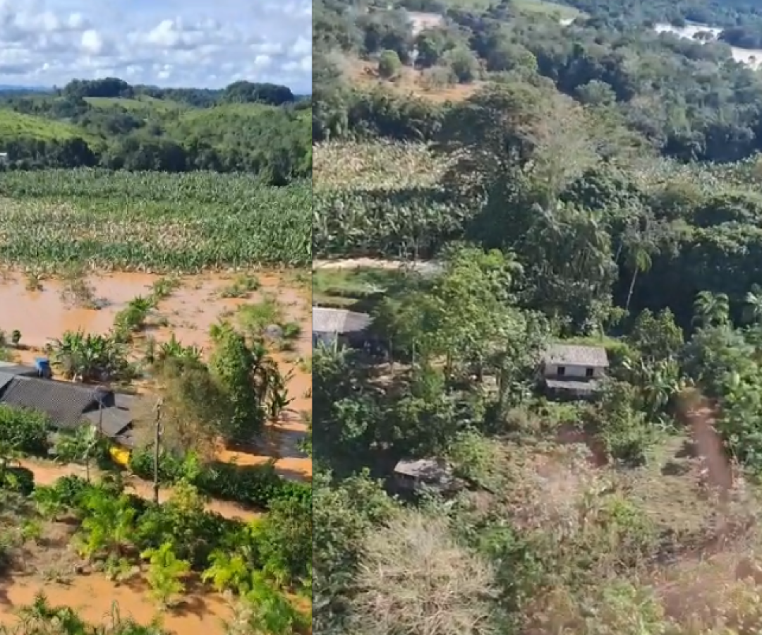 O transbordamento do Rio Ribeira de Iguape provocou alagamentos em cidades do Vale do Ribeira, no interior de São Paulo...