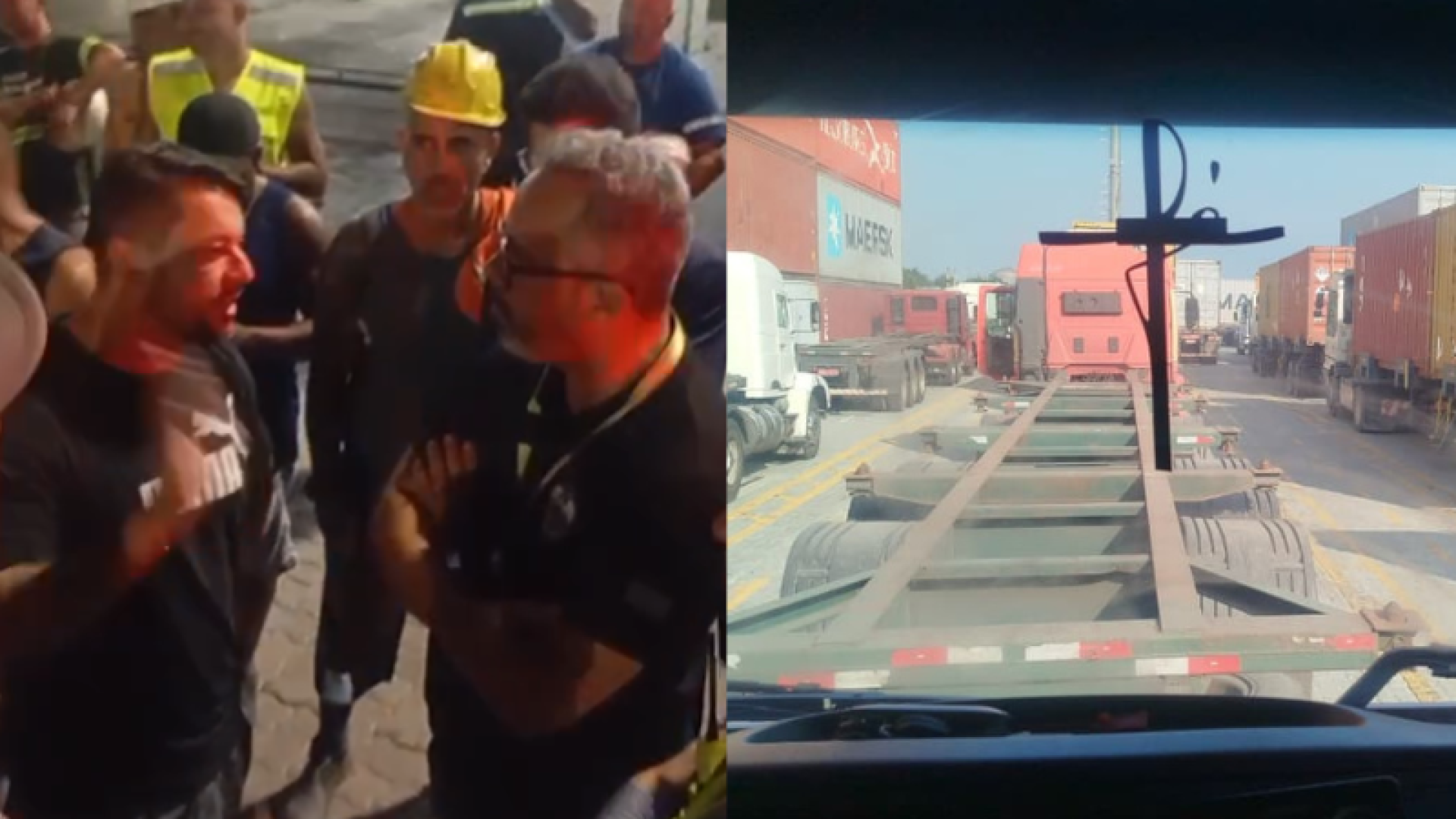 Caminhoneiros que atuam na Brasil Terminal Portuário (BTP), no Porto de Santos, realizam um protesto desde a madrugada desta sexta-feira...