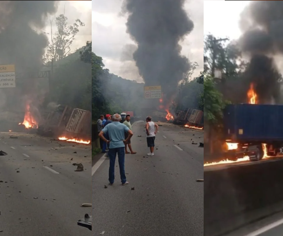 Um grave acidente entre duas carretas que transportavam grãos deixou duas pessoas mortas na Via Anchieta, em Cubatão (SP)...