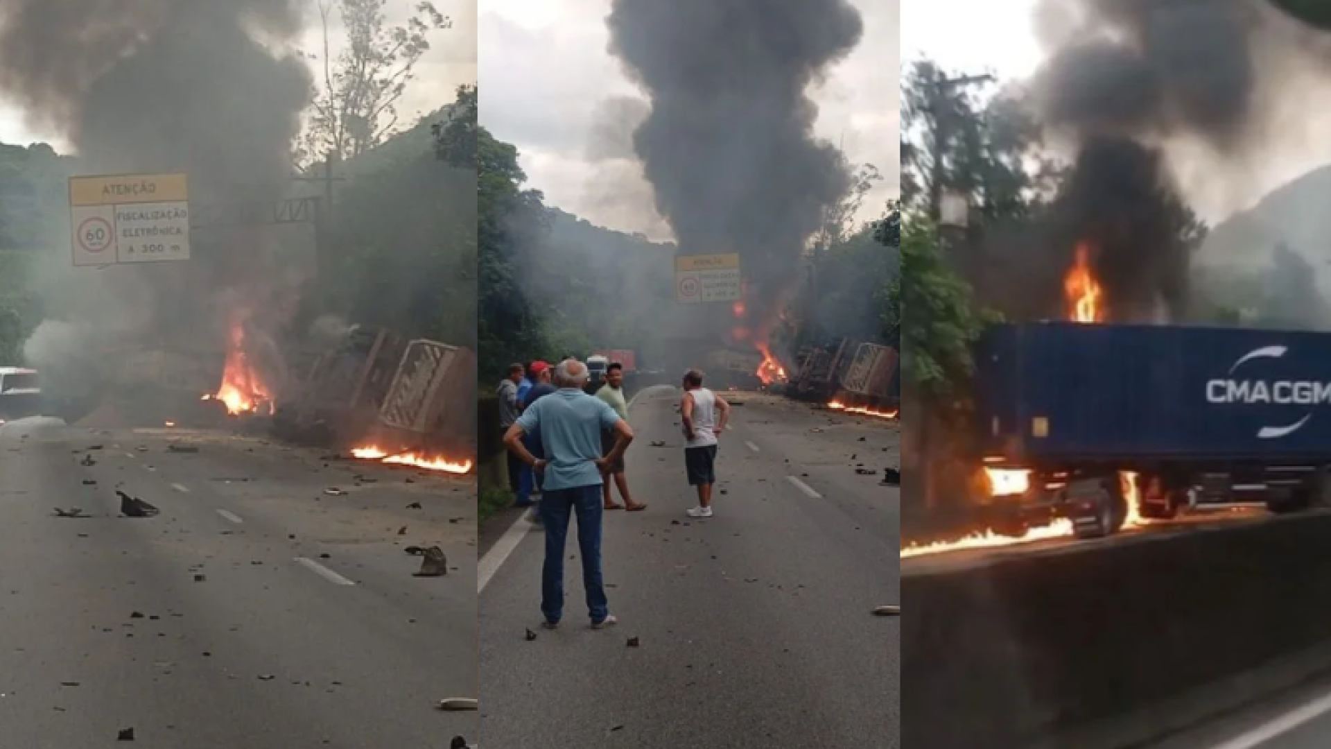 Um grave acidente entre duas carretas que transportavam grãos deixou duas pessoas mortas na Via Anchieta, em Cubatão (SP)...