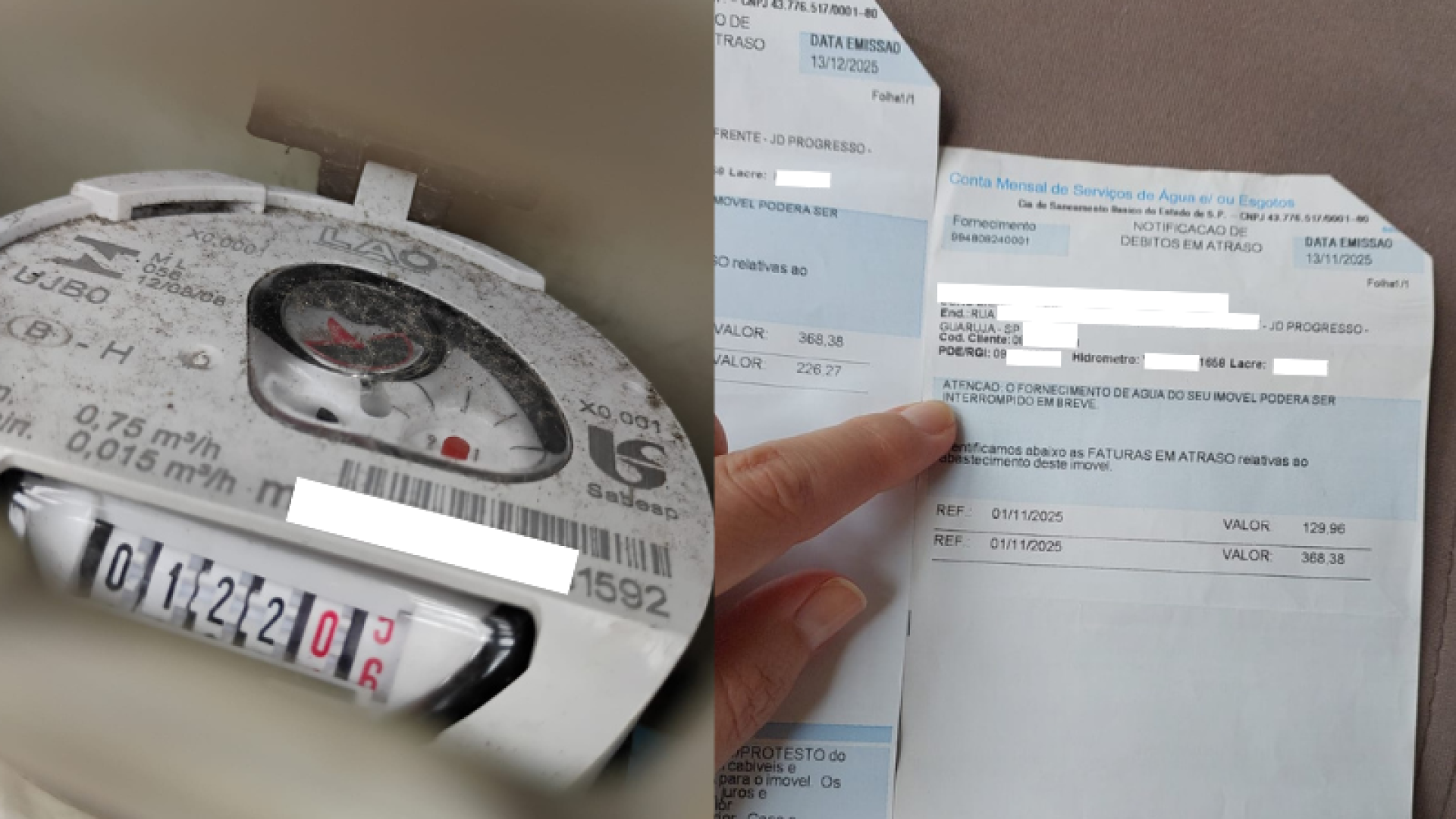 Uma moradora do Guarujá, no litoral paulista, denuncia que teve o fornecimento de água comprometido após a troca de hidrômetros...