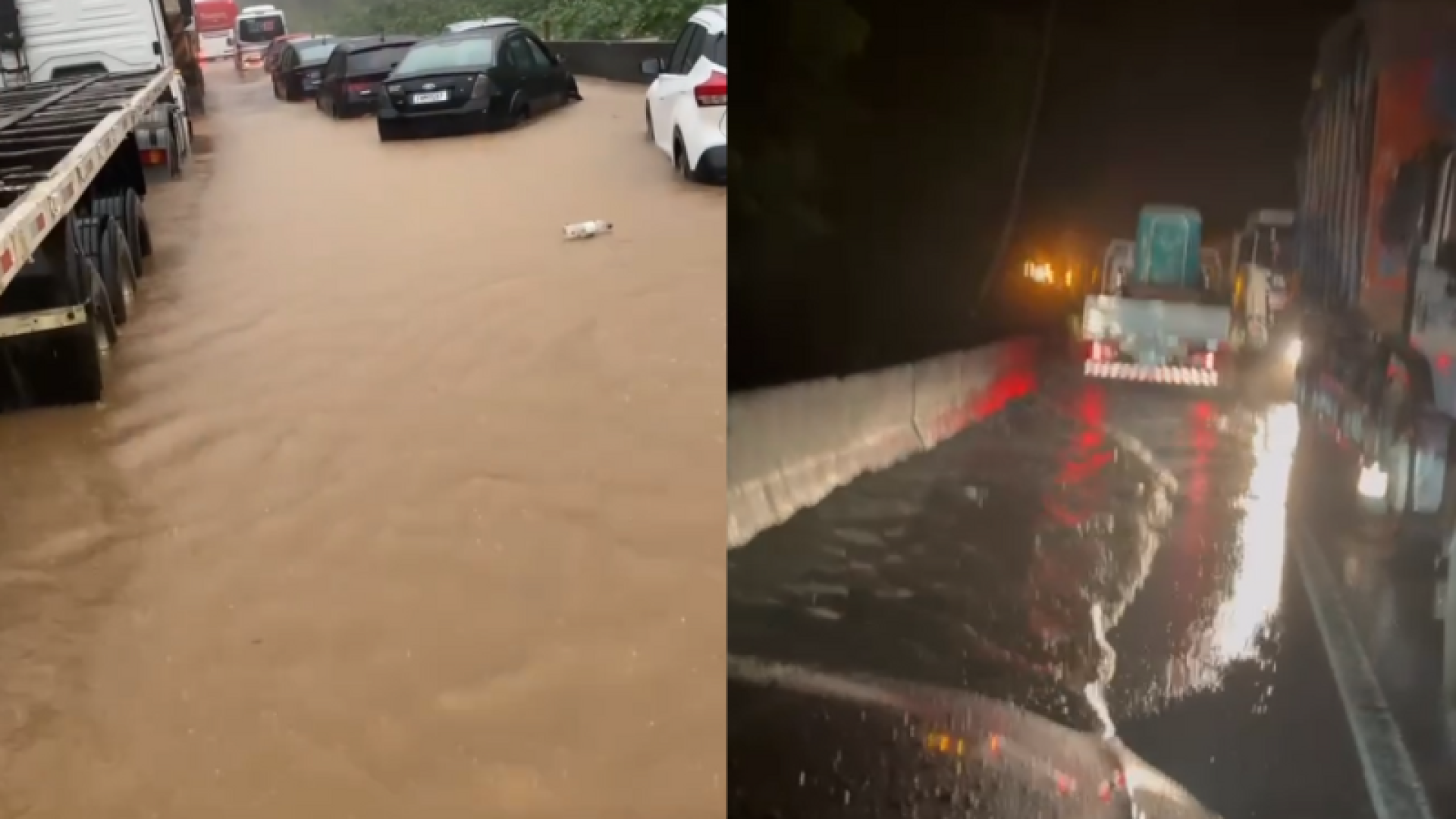 Uma forte chuva atingiu a Baixada Santista na tarde desta terça-feira (16) e transformou a Rodovia Cônego Domênico Rangoni...