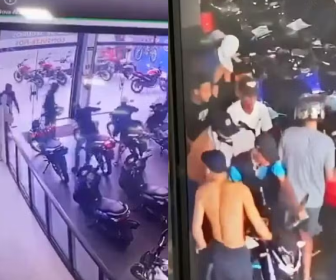 Uma quadrilha com cerca de 15 integrantes invadiu uma loja de motos por volta das 16h desta quarta-feira (10), em São Vicente...