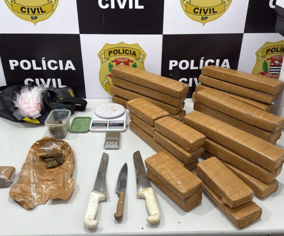 Polícia Civil apreende 20,5 kg de maconha e prende homem por tráfico em São Paulo