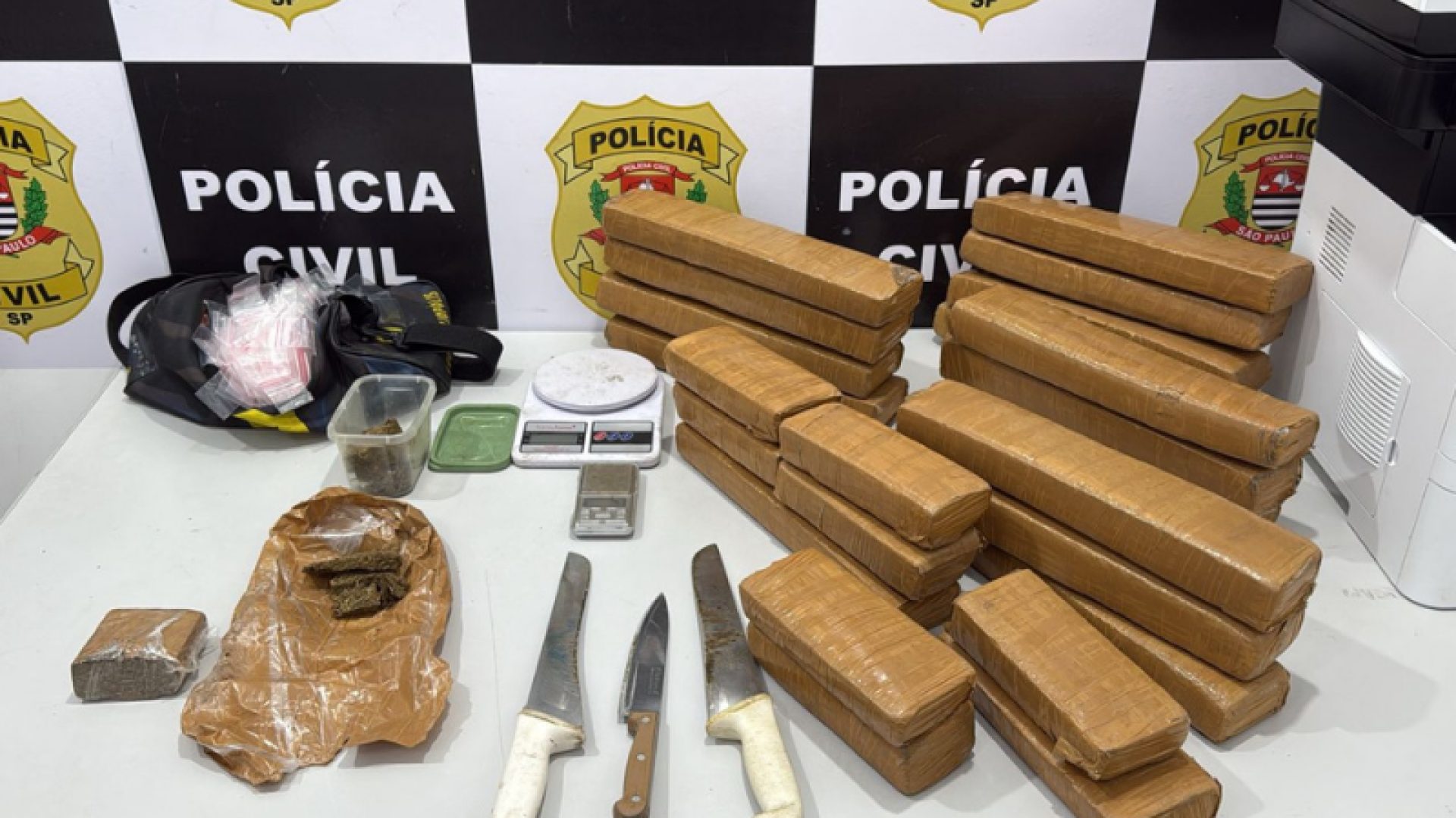 Polícia Civil apreende 20,5 kg de maconha e prende homem por tráfico em São Paulo