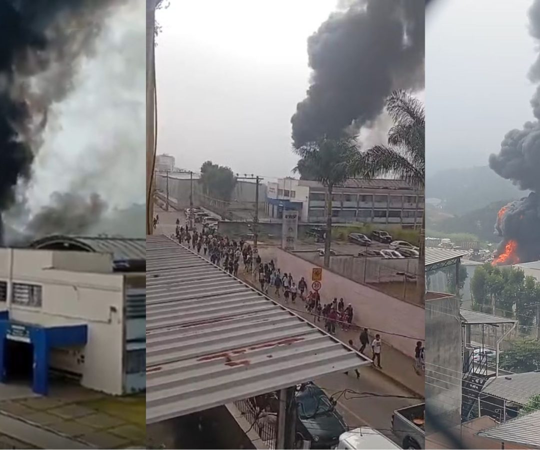 Incêndio em depósito ao lado de escola suspende aulas em Juiz de Fora