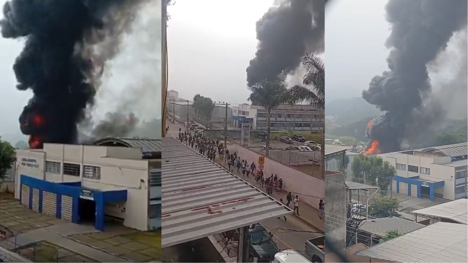 Incêndio em depósito ao lado de escola suspende aulas em Juiz de Fora