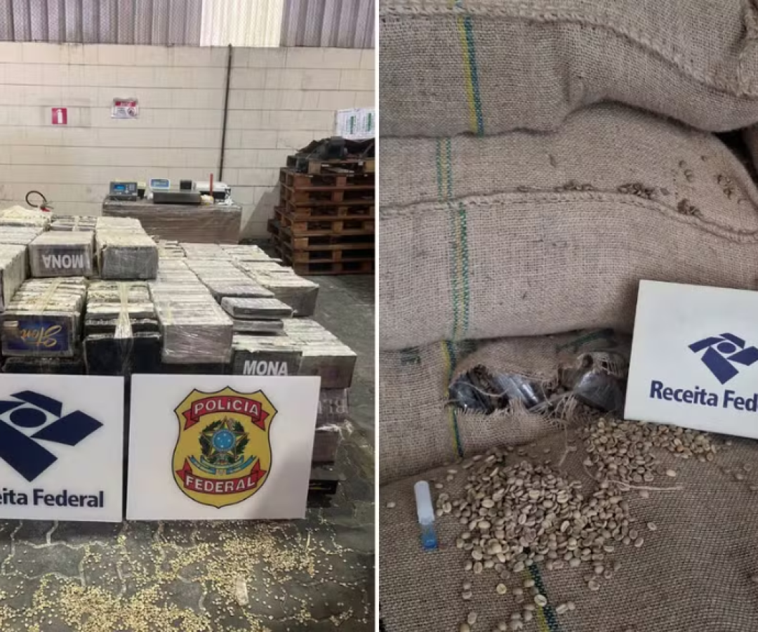 Mais de 800 kg de cocaína são encontrados em carga de café no Porto de Santos