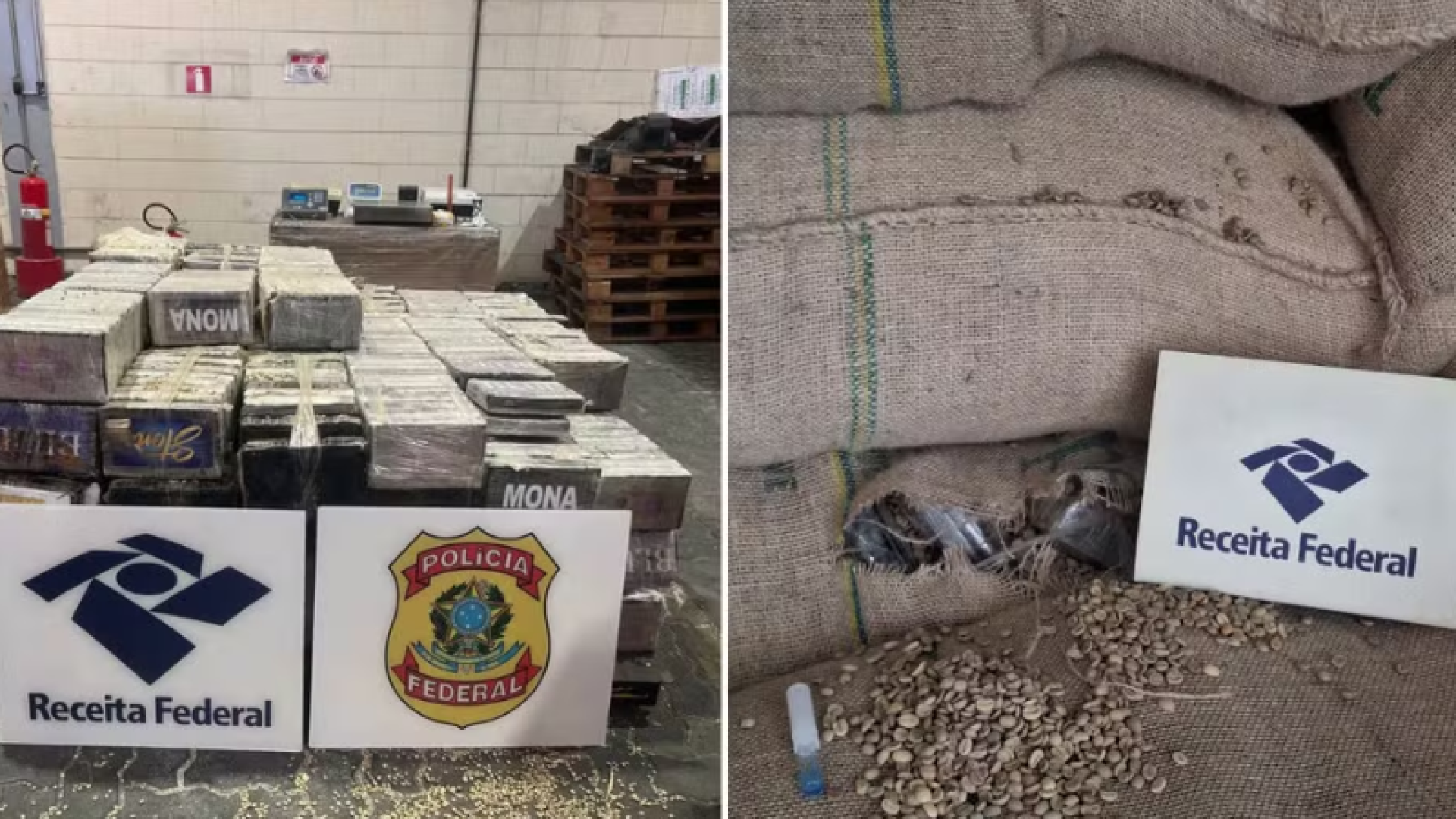 Mais de 800 kg de cocaína são encontrados em carga de café no Porto de Santos