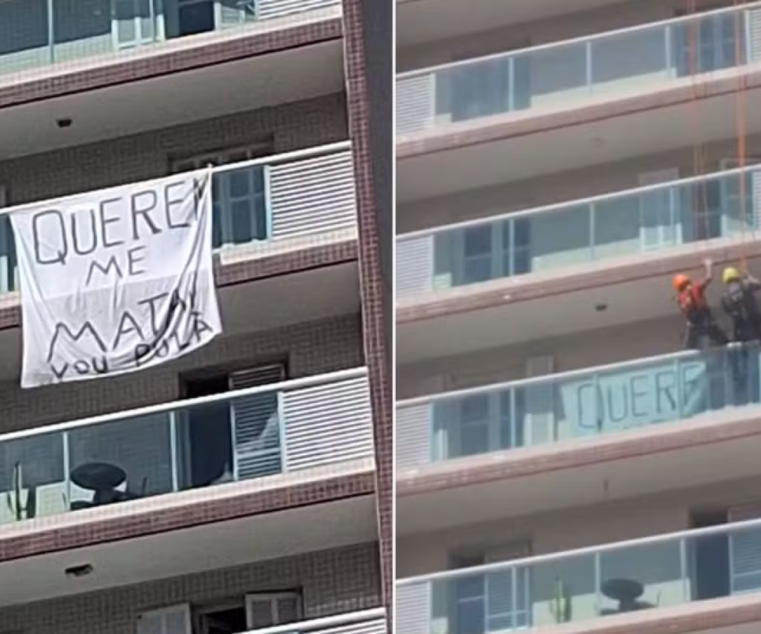 Um homem em surto psicótico foi resgatado pelo Corpo de Bombeiros na manhã desta segunda-feira (11) após estender um pano com a mensagem...