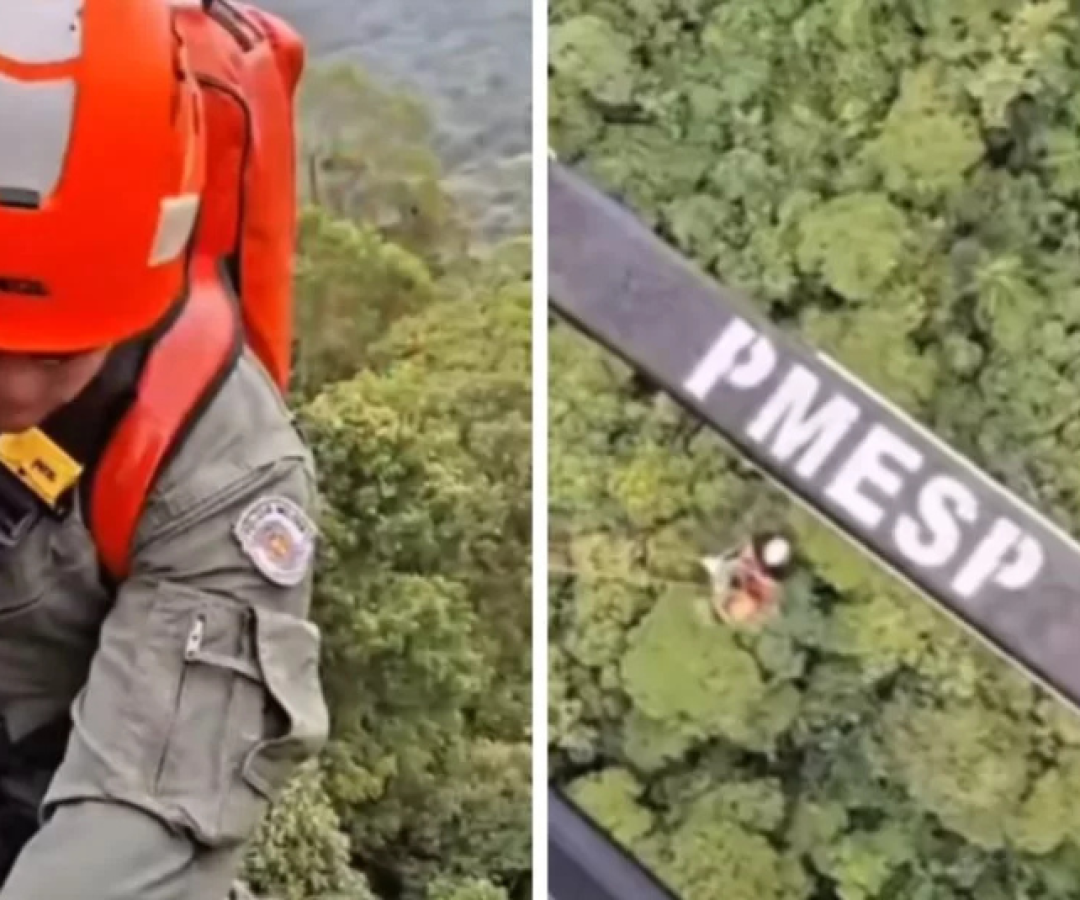 Um casal foi resgatado pelo helicóptero Águia 4 da Polícia Militar na tarde de domingo (17), na trilha do Poço Formoso, em Cubatão...
