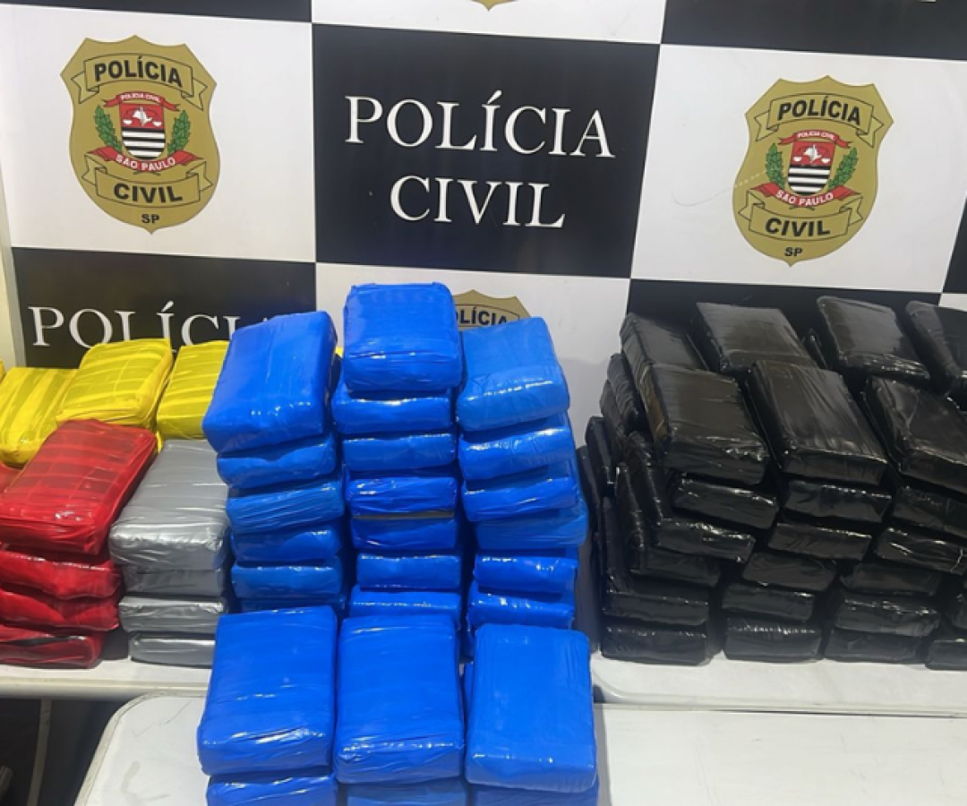 A Polícia Civil apreendeu 186 quilos de cocaína no Guarujá, litoral de São Paulo, na quarta-feira (20). Dois homens...