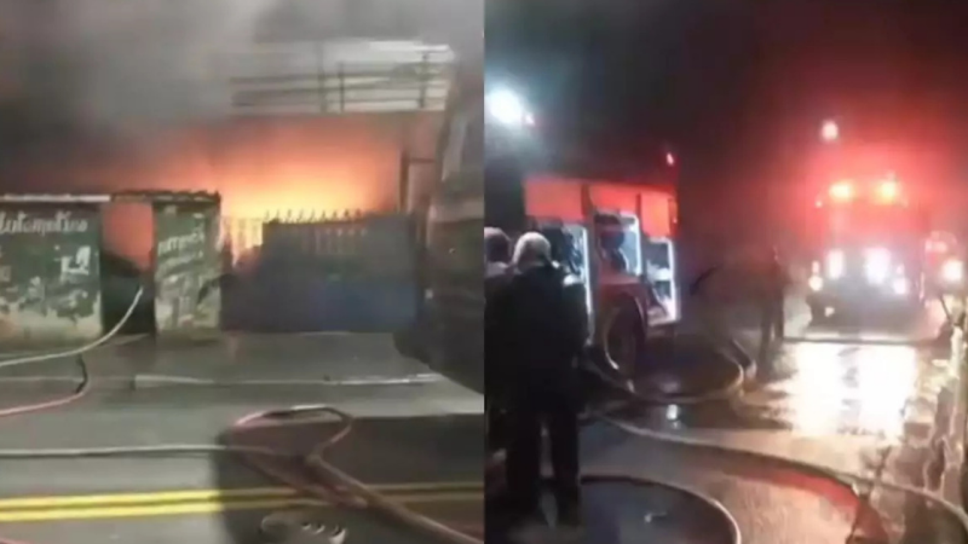 Um incêndio atingiu uma oficina mecânica na madrugada desta quarta-feira (17), no bairro Rádio Clube, na Zona Noroeste de Santos.
