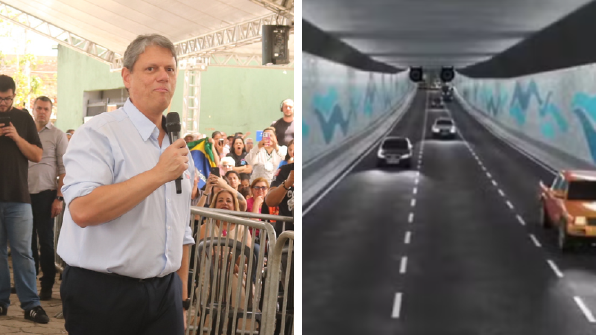 Túnel Santos-Guarujá pode ser entregue em 2030, afirma Tarcísio de Freitas