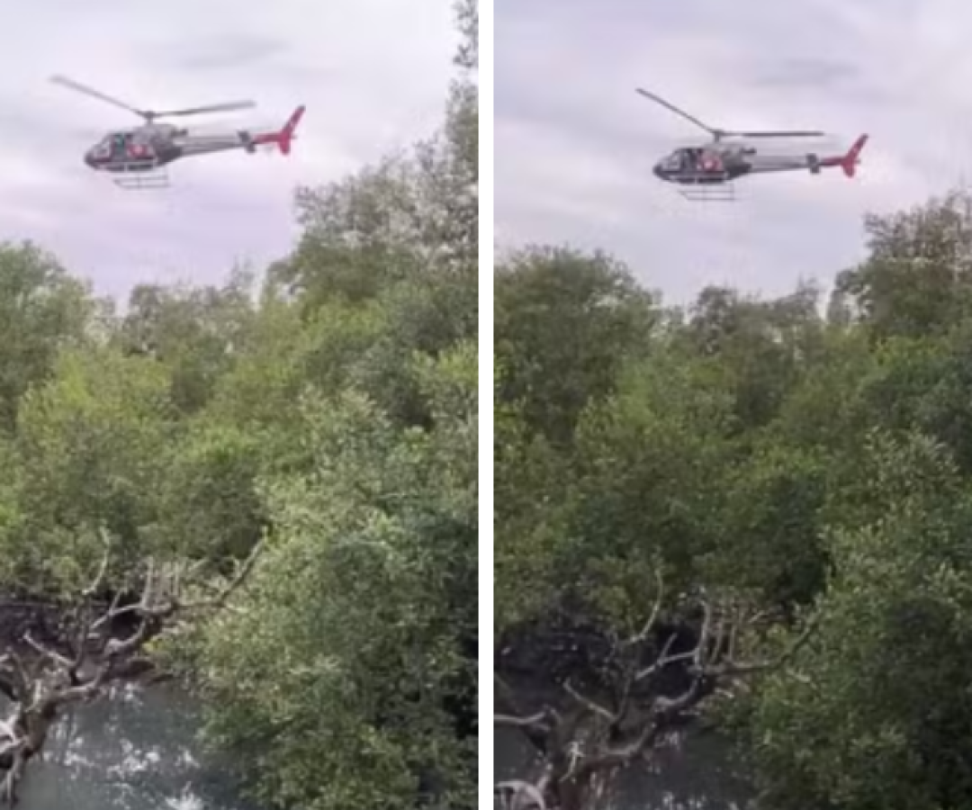 Tiroteio com suspeito mobiliza helicóptero da PM em Guarujá