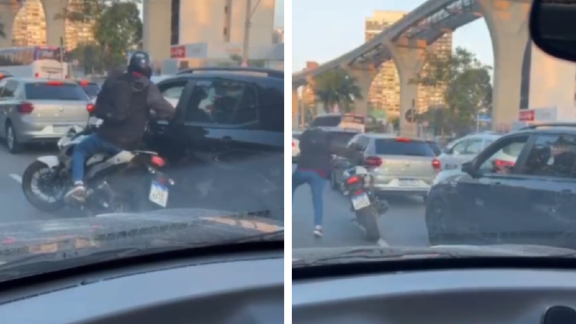 Um motorista reagiu a uma tentativa de assalto na tarde de terça-feira (12), na avenida Jornalista Roberto Marinho, zona sul de