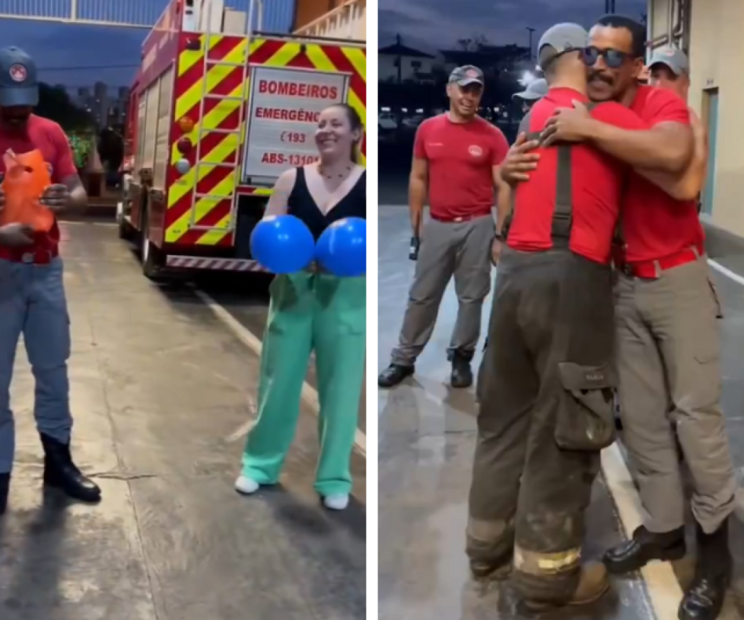 Soldado daltônico vê cores pela primeira vez com ajuda de colegas bombeiros em Rio Preto