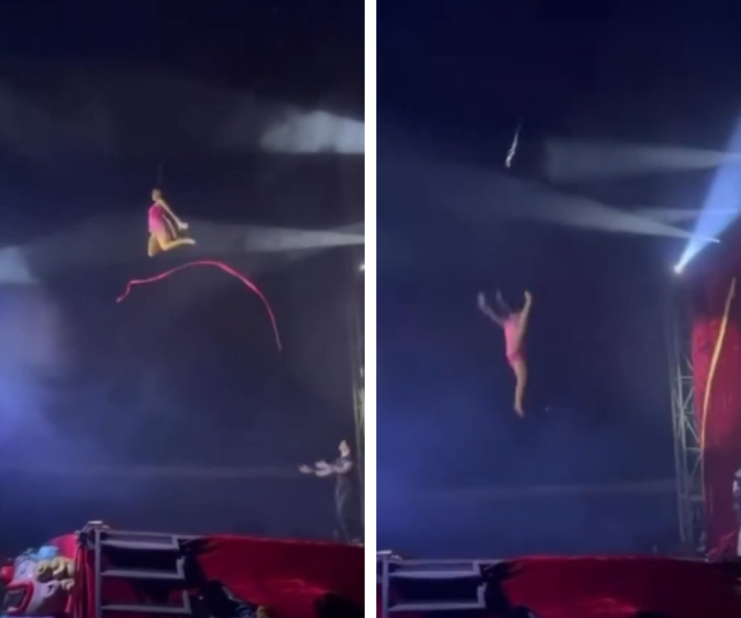 Artista circense despenca durante acrobacia aérea em Miracema; circo fala em “falha humana”