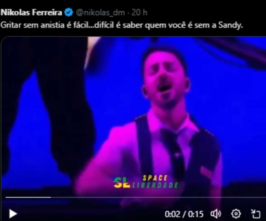 Nikolas Ferreira ironiza Junior Lima após protesto contra anistia em show no The Town