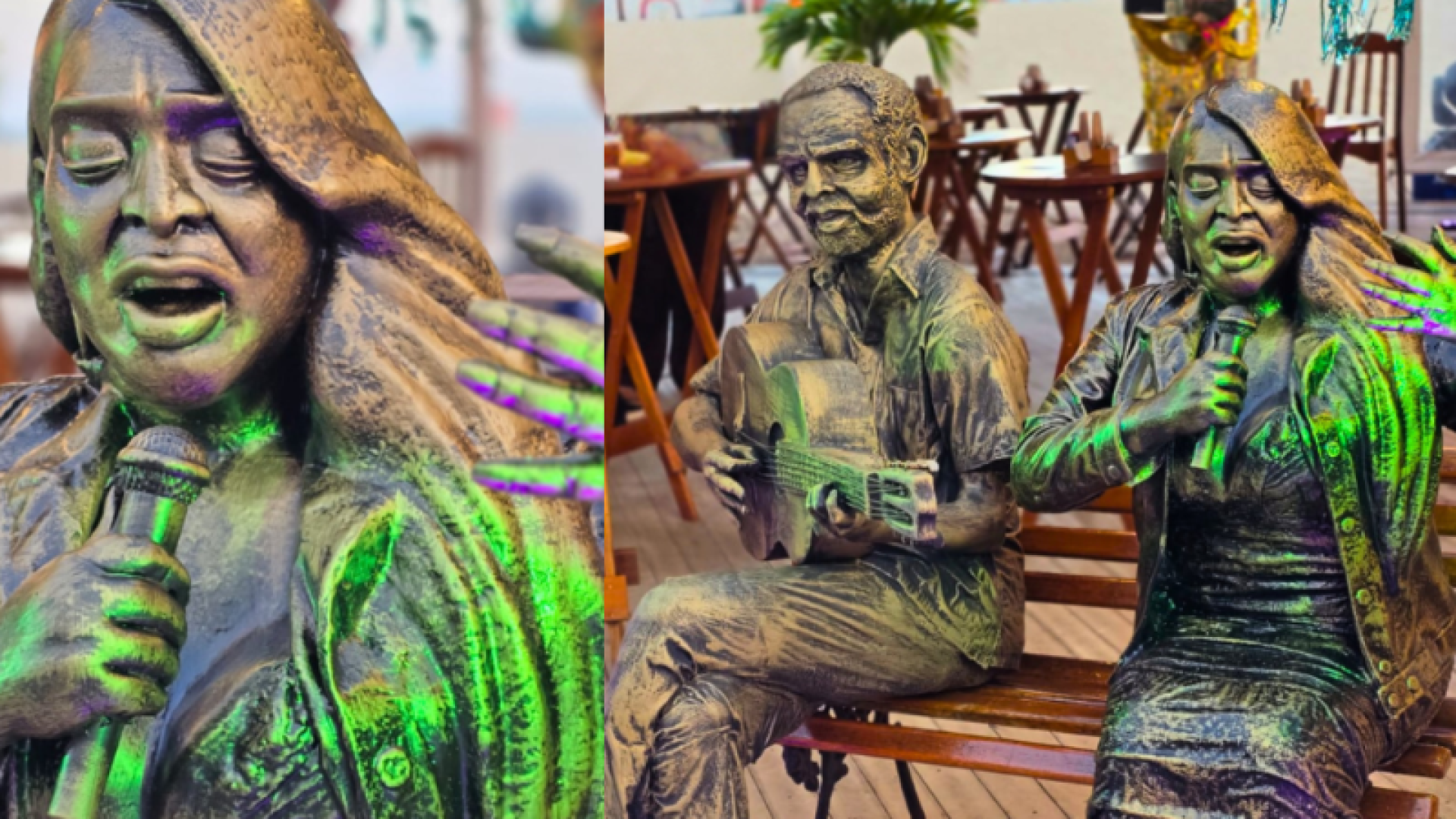 Estátua de Preta Gil e Gilberto Gil é inaugurada na orla de Copacabana