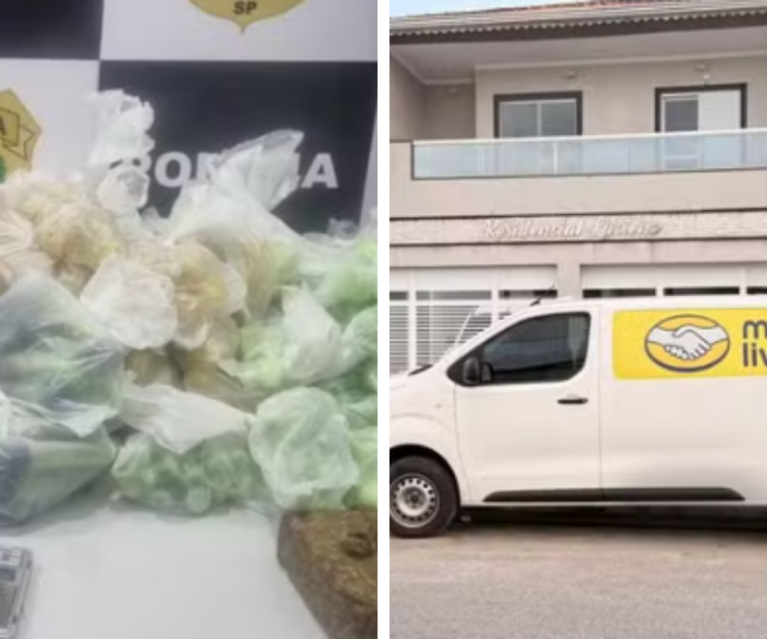 Mais de 3,5 mil porções de drogas apreendidas em van clonada com adesivos do Mercado Livre