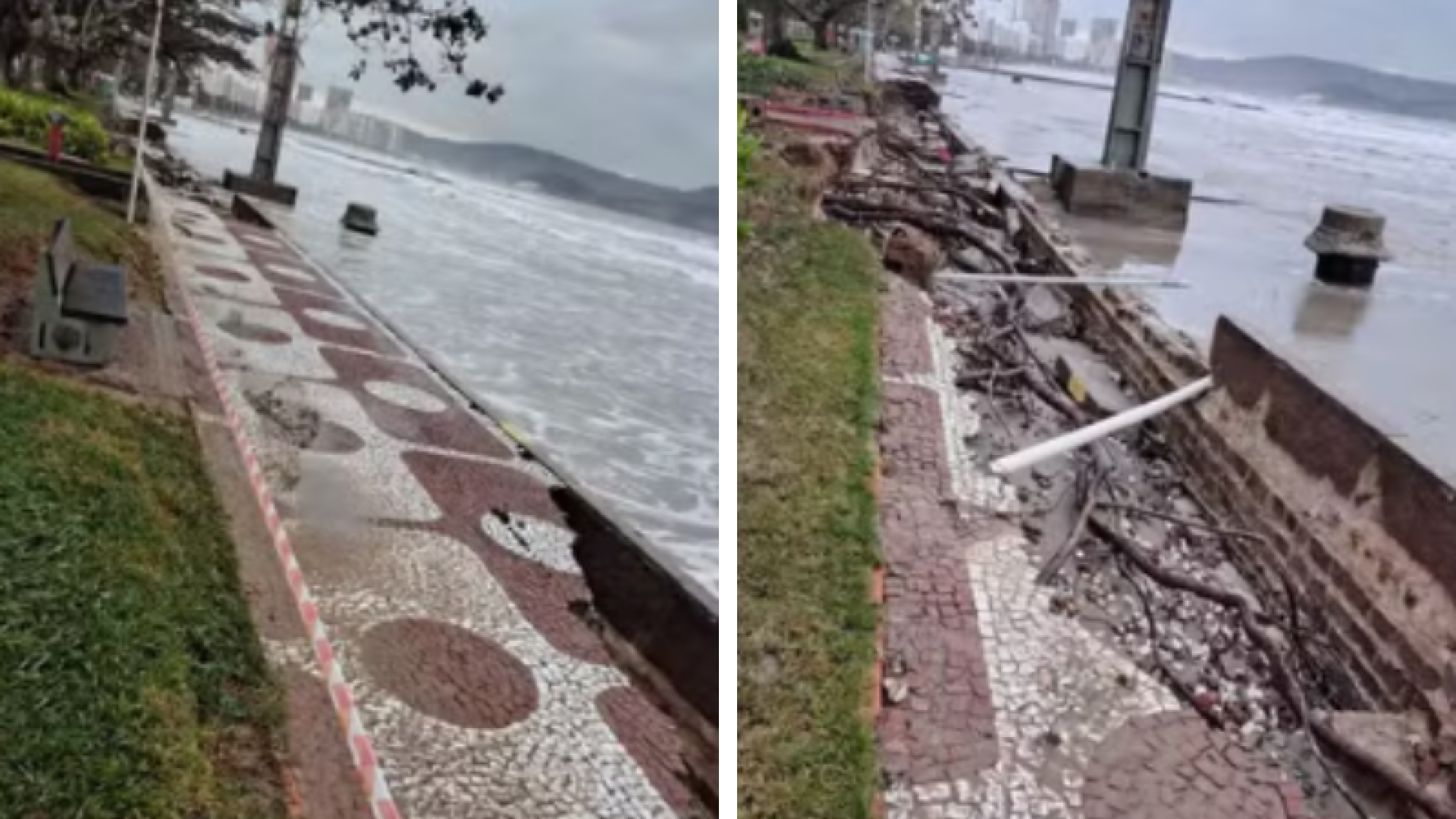 Santos inicia reconstrução do calçadão destruído por ressaca de julho; obra vai até 2026