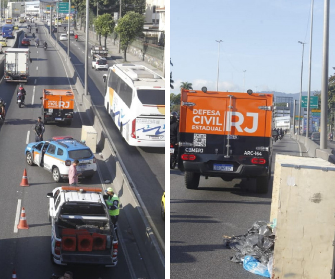 Um corpo foi encontrado na manhã desta terça-feira (19) dentro de um caixote de madeira, em plena pista central da Avenida Brasil,