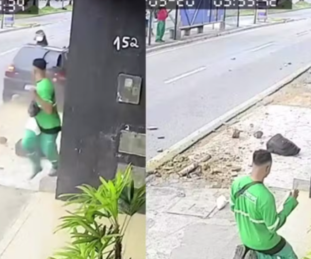 Agente de limpeza escapa por segundos de atropelamento em Aracaju
