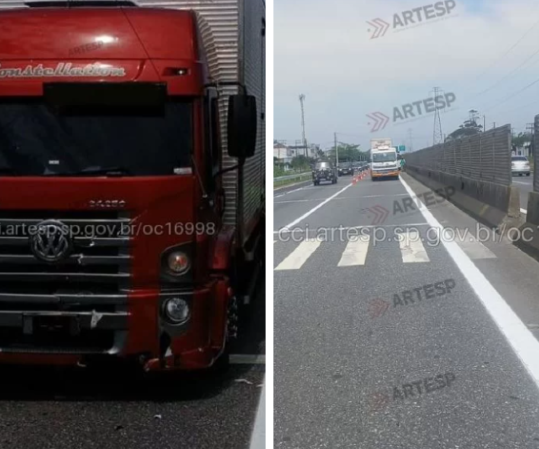 Homem morre atropelado por caminhão na Rodovia Padre Manoel da Nóbrega, em Itanhaém