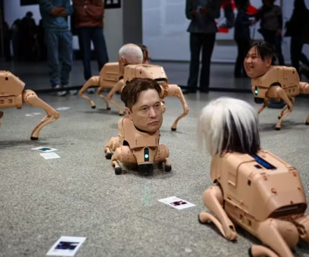 Obra com Musk e Zuckerberg vira atração em museu de Berlim