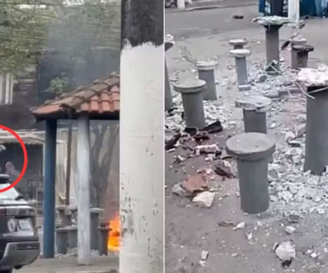 PM destrói bancos de praça