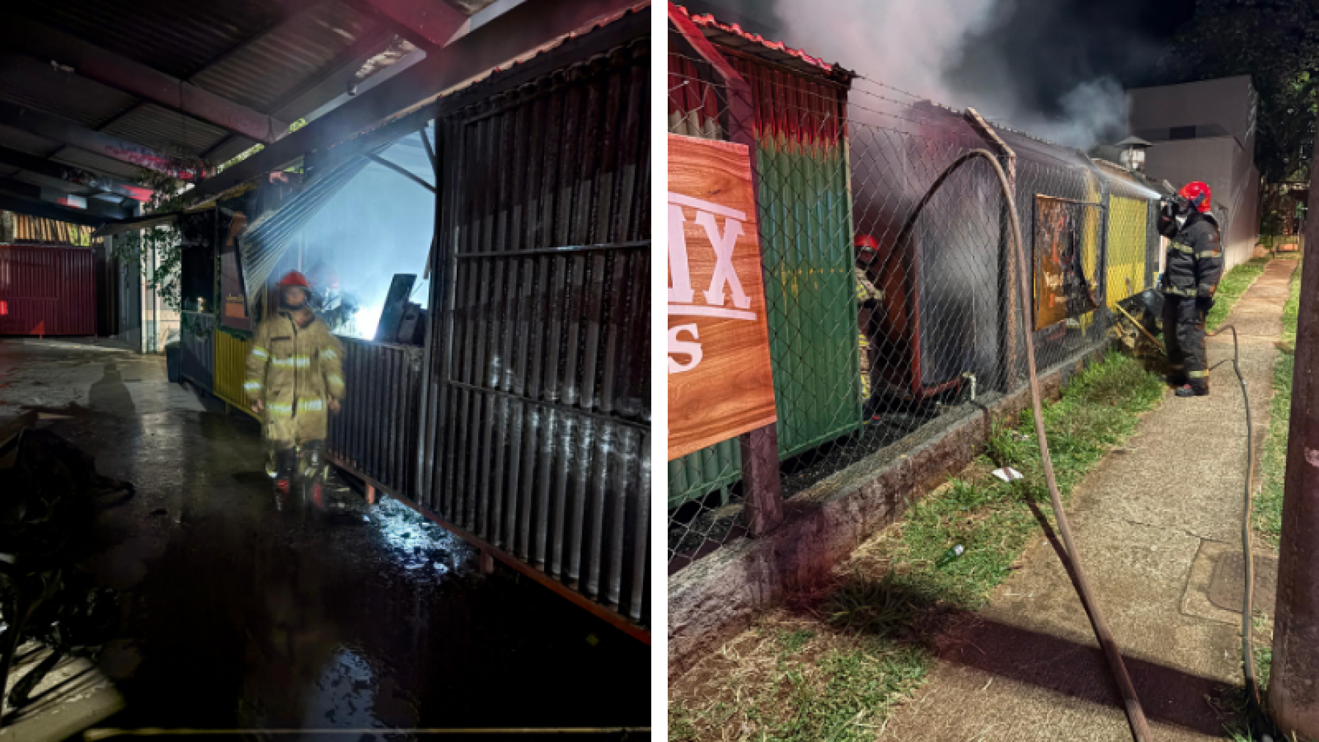 Incêndio destrói contêiner de pastelaria em Uberaba