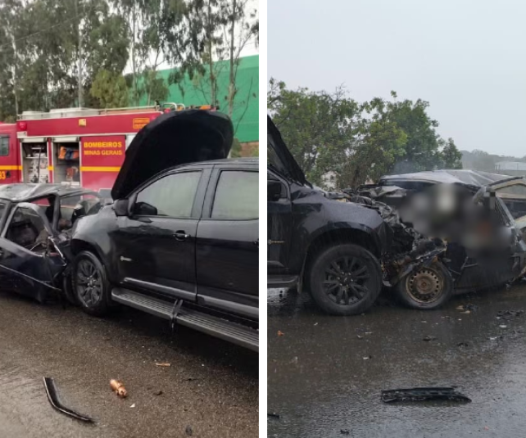 Colisão frontal na BR-040 deixa dois mortos e veículo em chamas em Paracatu