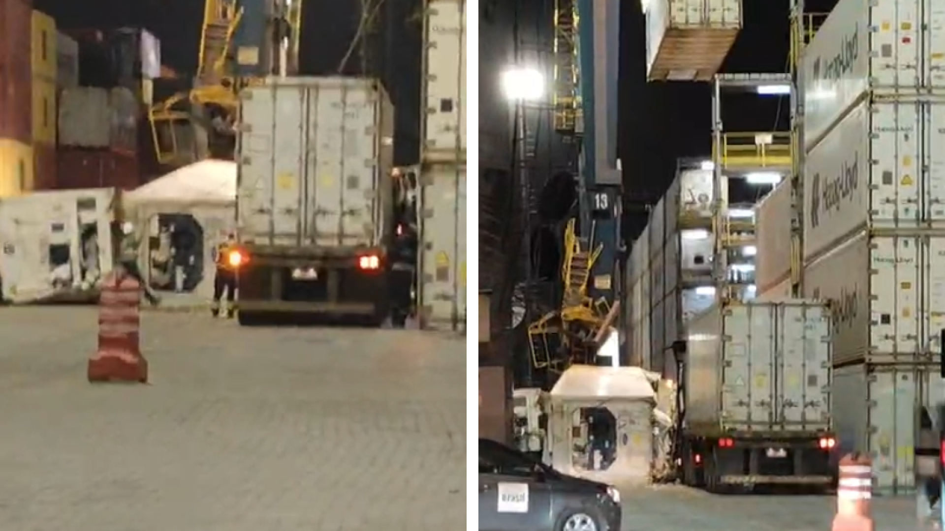 Motorista sofre acidente em terminal portuário durante operação de contêineres
