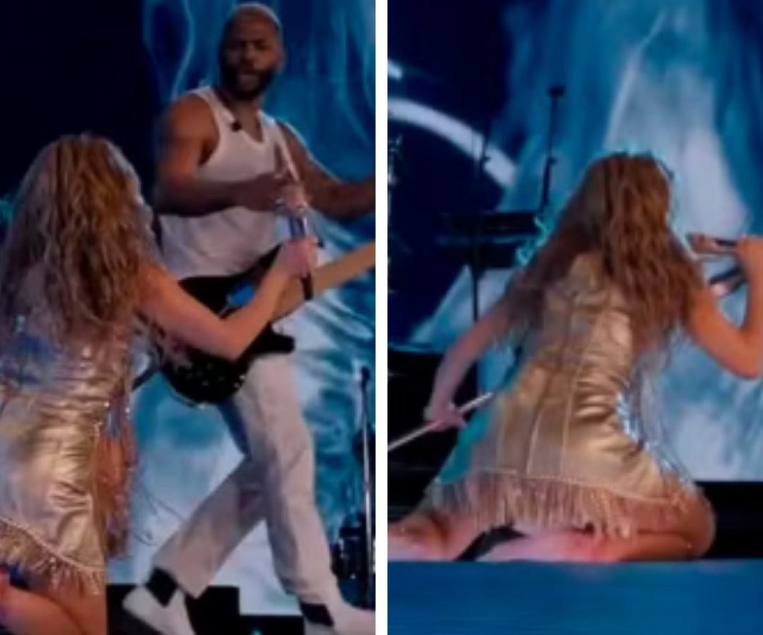 Shakira cai no palco, assusta fãs e transforma tombo em piada durante show
